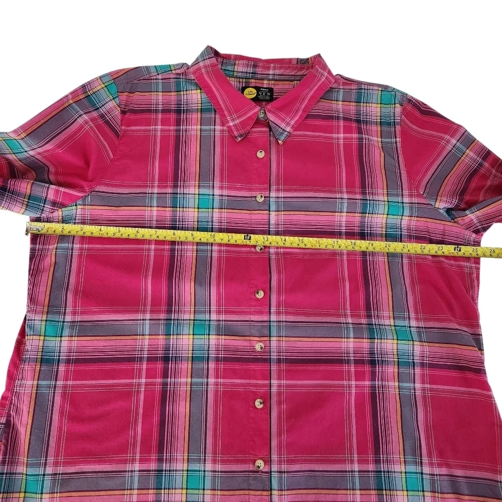 LIFE IS GOOD Pink Plaid Button Front Cotton Shirt Relaxed Casual Top xl - Picture 12 of 15